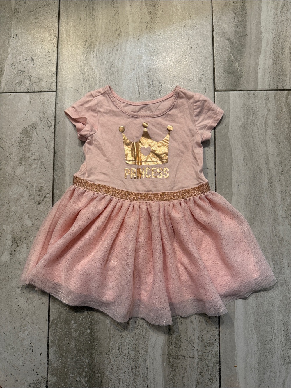 The Children's Place Pink Tulle Princess Dress with Gold Accent